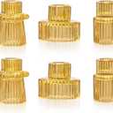 WELLIFE 6 Pcs Amber Glass Candle Holder, Taper Candle Holder, Amber Glass Candlestick Holder for Party, Wedding Decorations, Table Centerpieces and Thanksgiving