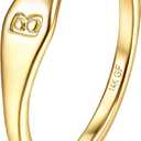 Florideco 14K Gold Filled Ring Initial Ring Dainty Simple Letter Band Rings Signet Stackable Pinky Alphabet Thin Thumb Rings for Women Non Tarnish Size 6 7 8 9 10