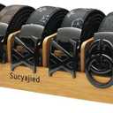 Sucyajied Belt Organizer, 7 Compartments Belt Organizer for Closet and Drawer, Belt Holder Case for Tie and Belt, Bamboo Storage Box for Men and Women (Wooden, 7)