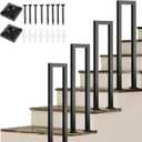 Stair Railing Lndoor,Hand Rails for Outdoor Steps, Metal U Shaped Handrails for Indoor Stairs, Lndustrial Wrought Lron Handrail, Stair Handrailfor Stairs Porch Garden (U-Black, 85CM)