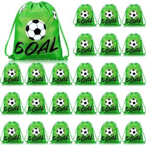 Sadnyy 24 Pcs Soccer Drawstring Bag Football Party Favor Backpack Sports Football Treat Bags Gift for Team Soccer Theme Birthday