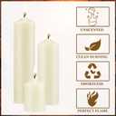 MTLEE 36 Pcs Pillar Candles Bulk Set of 3 Long Burning Wax Pillar Candles 2 in x 3, 6, 8 Inch Dripless Unscented Smokeless for Wedding Party Spa Lantern Fireplace Home(Ivory White)