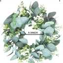 LSKYTOP 4 Pcs Green Eucalyptus Round Wreath Artificial Farmhouse Wreath for Door Wall Window Decor,11Inch/PC