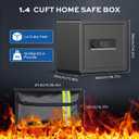 1.4 Cubic Feet Safe Box with Fireproof Waterproof Bag, Anti-theft Home Safe for Money Cash Documents Valuables, Digital Security Box with Alarm System, Electronic Keypad, Removable Shelf