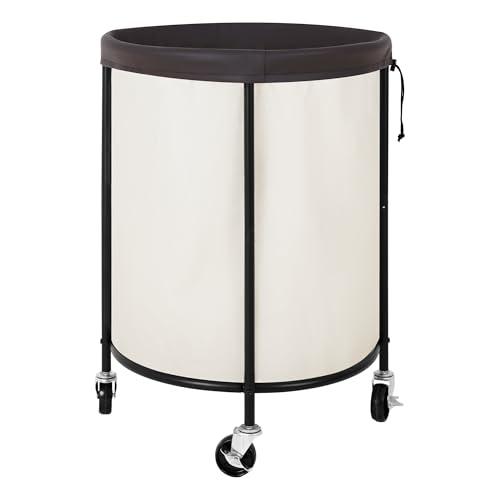 StorageWorks 52.8-Gallon(200L) Rolling Laundry Hamper, Heavy-Duty Round Laundry Basket with Wheels and Removable Bag, Hamper for Laundry Room Organization and Storage, Bathroom, Bedroom, Beige