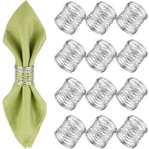 12 Pieces Napkin Rings Holders Handmade Round Mesh Heavy Duty Metal Napkin Rings Holder for Dinner Decoration Dining Table Parties Wedding Christmas(Silver)