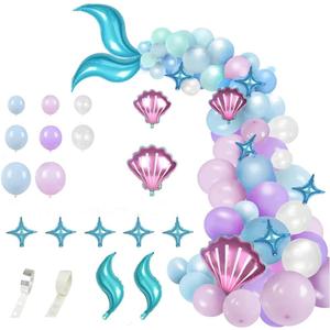 Mermaid Balloon Garland Kit With Tail Balloons Arch for Girl Birthday Party Decorations and Baby Shower Supplies