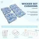 DANGHOOGY Wicker Chair Cushions, Waterproof Outdoor Loveseat Cushions for Patio Furniture, Tufted Wicker Furniture Cushions, 1 Loveseat and 2 U-Shaped Cushions (Blue Floral)