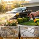 High pressure hose nozzle - Upgraded Garden Hose Sprayer - Car Wash Water Gun with Adjustable Booster Nozzle - power washer hose attachment for Patio Cleaning, Plant Watering & Pet Washing