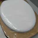 Mayfair Padded Toilet Seat with Chrome Hinges, Soft Vinyl over Wood Core Seat, Made in USA, Round, White
