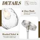 Brushed Nickel Pendant Lights Kitchen Island 2 Pack, Modern Glass Pendant Light Fixtures with Hammered Glass and Rods, Adjustable Small Hanging Light for Kitchen Sink Dining Room Bathroom