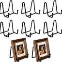 Hedume 8 Pack 3 Inch Iron Display Stand, Black Metal Easel Plate Display Photo Holder Stand, Picture Frame Holder Stand for Photo Easel, Decorative Plate, Book