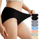 OLIKEME Women's Underwear Wicking Stretch Hipster Panties for Women Breathable Full Coverage No Show Underwear 6 Pack (X-Large-XX-Large, 02 Multicolor)