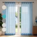 Deconovo Faux Linen Semi Sheer Curtains, 52x84 Inch Long, Set of 2 Back Tab Panels, Light Filtering Voile Window Treatment, Airy Privacy Drapes, Washable & Sustainable for Living Room Bedroom Nursery