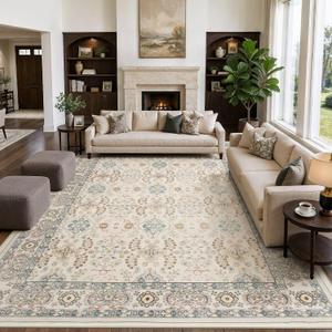 10x12 Area Rug for Living Room, Washable, Traditional, Multi Color