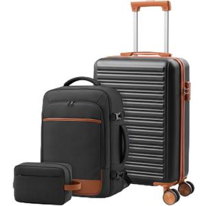 OLIXIS 3 Piece Luggage Set, 20in Carry On Suitcase With Backpack