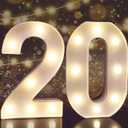 Pooqla 20th Birthday Decorations for Her Him, Light Up Number 20 for Party Table Decorations, 20th Birthday Gift for Women Men, Backdrop Wall Decor for 20th Wedding Anniversary Decoration (White)