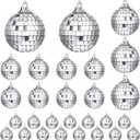 Sumind 28 Pieces Mirror Disco Ball 70s Reflective Mirror Decorations 60s Balls with Fastening Strap for Home Stage Props Festivals Party Accessories