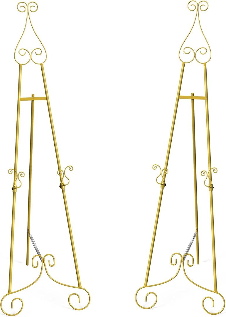 HAITRALGold Easel Stand for Sign, Adjustable Display Easel Stand with Chain Support, Heavy Duty Metal Easel for Wedding Sign, Art, Pictures,55" H Welcome Poster Stand Sign Holder Floor Dcor,2 Pack