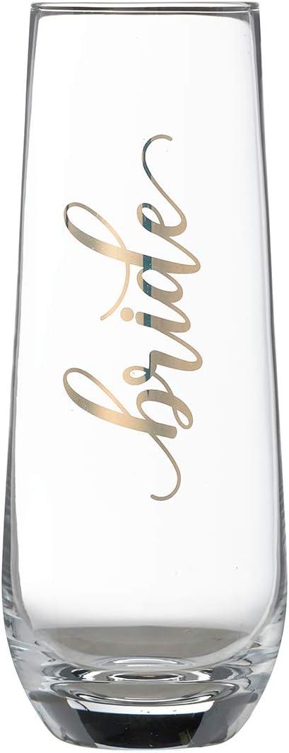 Lillian Rose Gold "Bride" Stemless Champagne Glass, 5.75"