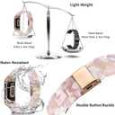 Resin Band Compatible with Fitbit Charge 6/ Fitbit Charge 5, Waterproof & Lightweight Bracelet Wristband Replacement with Stainless Steel Buckle, Fashion Strap for Fitness Tracker Women