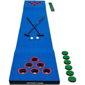 Premium Golf Pong Game Set – Includes Carry Bag, Putting Mat, 2 Adjustable Putters, 2 Golf Balls, 2 Bases, 12 Hole Covers - Fun Backyard Party Game, Standard