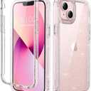 Lifedance for iPhone 14/iPhone 13 Case, Full-Body Rugged Protective Case with Built-in Screen Protector, 10 FT Military Grade Drop Protection Heavy Duty Shockproof Case, Clear Glitter