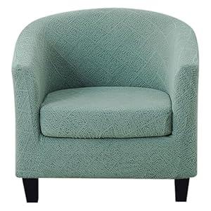 Lussenwert Club Chair Slipcover 2 Piece Jacquard Tub Chair Slipcover Round Barrel Chair Covers Removable Armchair Covers Sofa Cover Furniture Protector for Living Room, Light Green