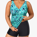 Yonique Womens Plus Size Swimsuits with Shorts Tummy Control Tankini Two Piece Bathing Suits Athletic Swimwear Size 22W