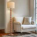 BOBOMOMO 62" Rustic Floor Lamp for Living Room, Retro Farmhouse Floor Lamp Rotary Switch, Resin Standing Lamp for Living Room, Corner, Dining Room, Bedroom, House (Light Walnut)