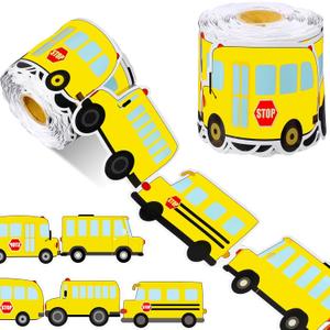 PerKoop 69 Feet School Bus Bulletin Board Border Yellow Bus Rolled Trim Border Back to School Decorations for Classroom Chalkboard Wall Decor