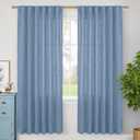 BGment Denim Blue Linen Curtains 80 Inch Length 2 Panels Set for Living Room, Rustic Drapes Light Filtering for Bedroom Dining Farmhouse Privacy Rod Pocket Back Tab, 52 Inch Wide