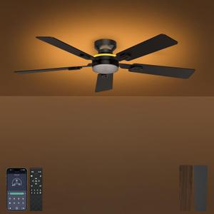 52 Inch Ceiling Fan with Light, Remote&App Control, Flush Mount