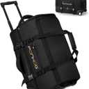 Ponhog 21 Inch Rolling Duffle Bag with Wheels for Men - Water Resistant Wheeled Duffle Bag for Weekend Travel & Overnight Trips (Black)