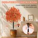 Alupssuc Set of 2 Artificial Fall Topiary Ball Flowers for Outdoor Decoration with Spike 20", UV Resistant Fake Autumn Floral Shrubs, Realistic Faux Bushes Plants for Garden,Yard,Porch and Patio Decor