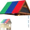 Playset Canopy Replacement, 210D Oxford Fabric All Weather Outdoor Swing Set Top Shade Cover with Windproof Screw Kit for Patio Terrace Backyard Sandbox (Green + Blue + Red)