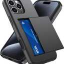 Qinmay Compatible with iPhone 15 Pro Case with Card Holder, Dual Layer Shockproof,Heavy Duty Protective Hidden Slot Slim Wallet Phone CoverBlack