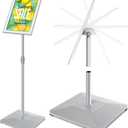 8.5"x11" Pedestal Poster Sign Stand with Heavy Duty Base, Adjustable Sign Holder Standing Floor Sign Stand for Office,Store,School,Church,Public Sign Displayed Stands, Silver