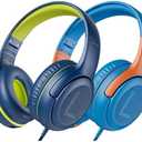 awatrue 2PCS Kids Headphones for School Travel, 85/94dB Safe Volume Limit, 3.5mm Jack, HD Mic, Portable Wired Headphone with Shareport, Stereo Sound On-Ear Headphones for Toddler Kids Girls Boys