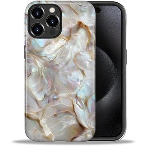 CARLOCA Case for iPhone 16 Pro,White Gold Abalone Shell Design - Hybrid Dual Protection Soft TPU + Hard PC, Shockproof Anti-Scratch Cover Men Women Girl Stylish Phone Case