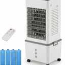 Grelife Evaporative Air Cooler with 10L(2.64 Gal) Large Tank,8 Speeds & 3 Wind Modes, 80° Oscillation,24H Timer, Remote Control, LED Display, Mist & Humidifier Function for Home Office Bedroom white