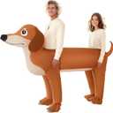 Couple Inflatable Dachshund Costume for Adult Halloween Blow Up Costumes 2 People Funny Dog Costumes for Men Women Cosplay