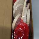 Wenqik 7 Pcs Valentines Day Decorations Velvet Flocked Heart Table Decor Heart Shape Tabletop Centerpiece Tall Standing Wooden Sign Valentines Day Decor for Home Office Shelf Mantel (Red)