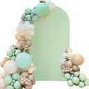 Spandex Fitted Wedding Arch Cover 6.6FT Sage Green Arch Backdrop Cover, Round Top Chiara Backdrop Stand Covers for Wedding Birthday Party Baby Shower Banquet Arch Decoration (Sage Green, 6.6FT)