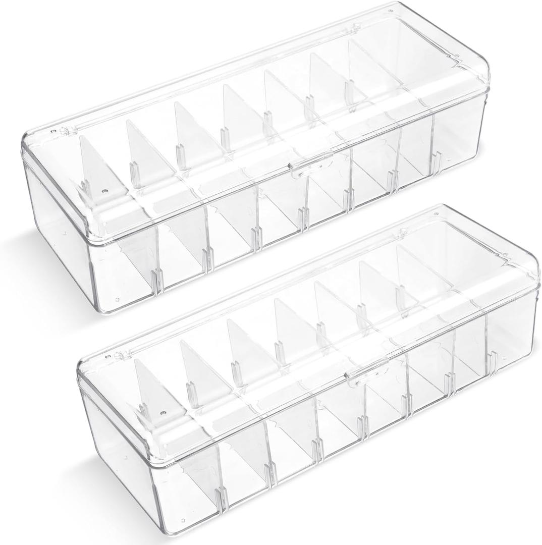 Wenqik 2 Pcs Trading Card Storage Box Plastic Storage Box Transparent Playing Case with Removable Dividers 560 Standard Cards