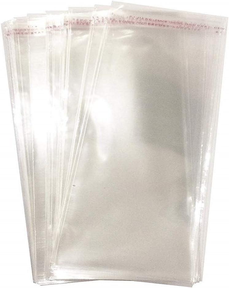 Borningfire 200 Pcs 4"x12" Clear Resealable Cellophane Bags Self Adhesive Sealing Treat Bags for Bakery Candy Cookie Prints Card Pretzels Lollipops Cake Pops