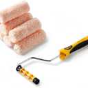 Voomey Paint Roller 4 Inch with Frame, Microfiber Jumbo Paint Roller Covers with 1/2 Nap, Graet for Wall Corners, Cabinets, Furniture Painting, 7 Pieces