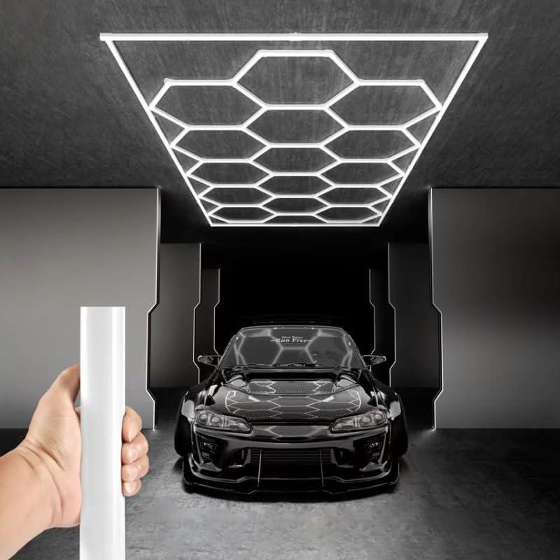 Updated Bigger Size Hexagon LED Garage Light with Rectangle Frame, 960W 119,600LM Ultra-Bright, 15 Hex Grid Design - Ideal for Garage, Warehouse, Workshop, Gym, Basement Lighting