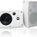 Herdio 6.5 Inches Indoor Outdoor Bluetooth Speakers Waterproof Wired 400 Watts with Powerful Bass,2 Way Wall Mount Speakers All-Weather Durability for Patio Home Deck Porch Backyard(Pair,Withe) (White)