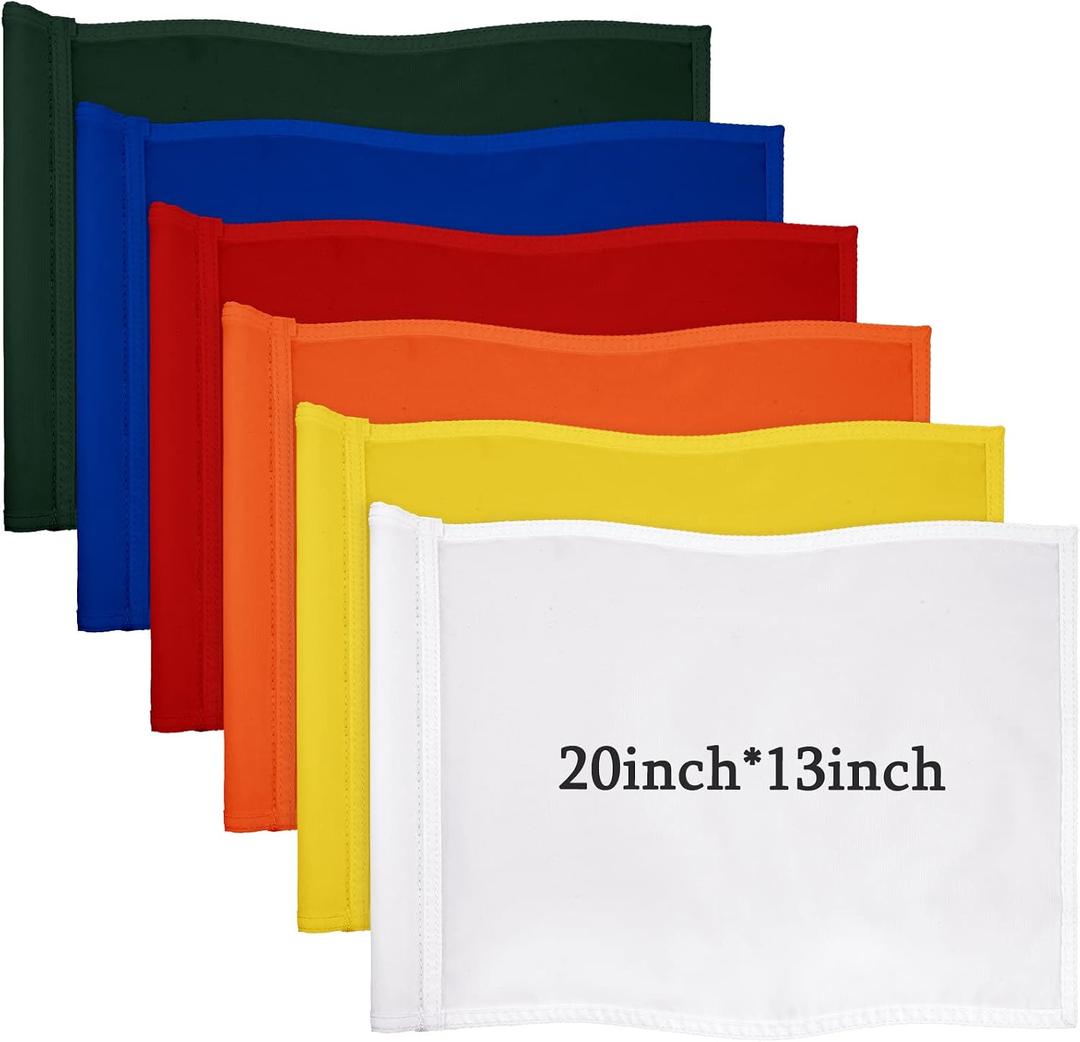Nuenen 6 Pieces Large Golf Flags with Tube Inserted 20 x 13 Inch 420D Nylon Golf Pin Flags Waterproof Putting Green Pin for Backyard Practice Courses Country Club Garden